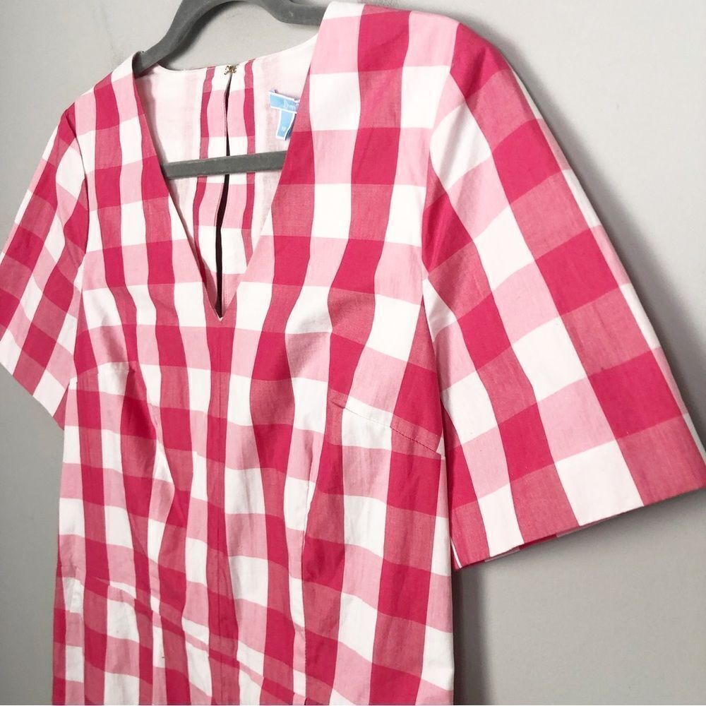 DRAPER JAMES | NEW Melrose Romper in Parton Check Pink White Women’s Size 10 - Picture 4 of 14